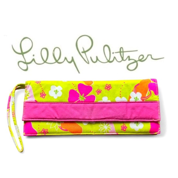 Lilly Pulitzer‎ Floral Clutch Wristlet Wallet Soft Cotton Bright Tropical Cute - Picture 1 of 15